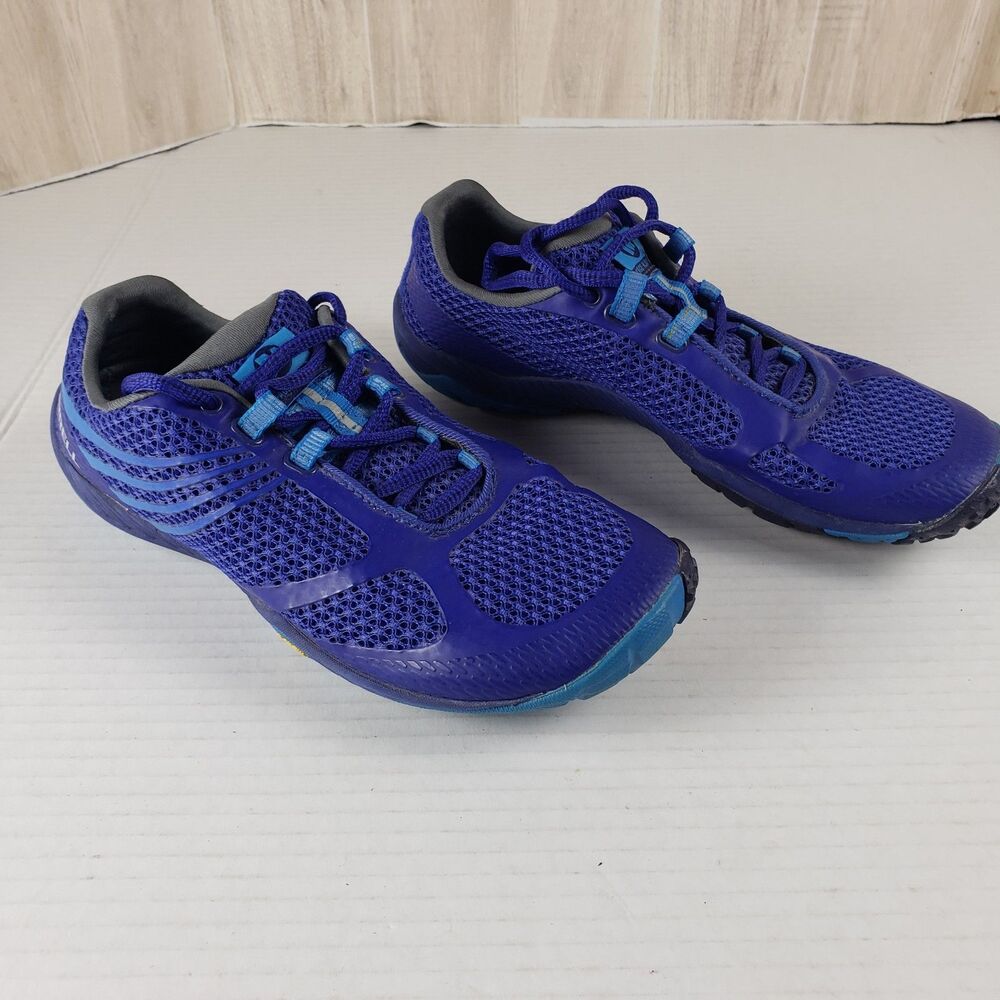Women's Merrell Pace Glove 3 Blue Lace Up Trail Run Running Shoes Size US 6.5